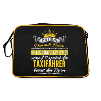 LUSTIGER TAXIFAHRER, CHAUFFEUR & FAHRER SPRUCH - Retro Tasche - Schwarz/Gold - Hinten