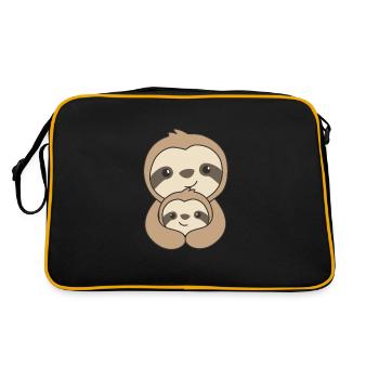 Faultier Familie Mama und Kind süße Faultiere - Retro Bag - black/gold - Back