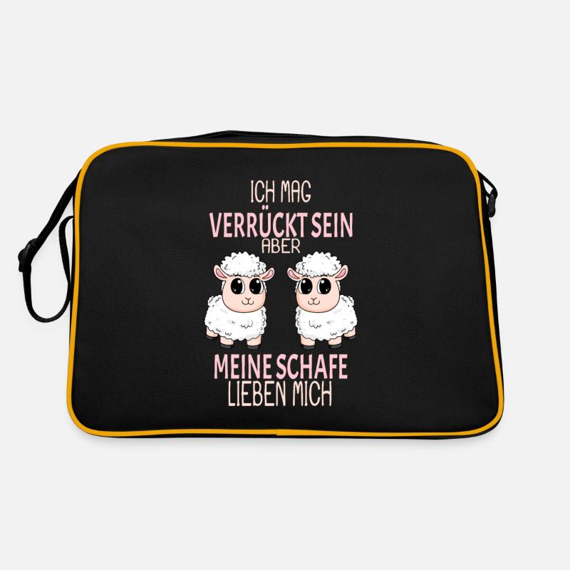Schaf Schafe Spruch Geschenk - Retro Tasche - Schwarz/Gold