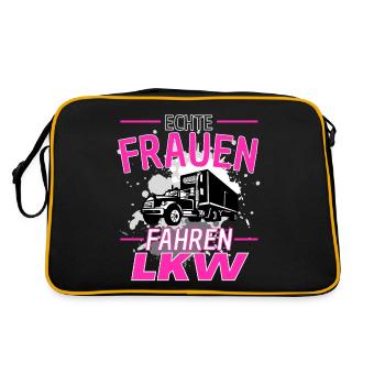 ECHTE FRAUEN FAHREN LKW! Truckerin Lastwagen LKW - Retro Tasche - Schwarz/Gold - Hinten