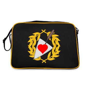 Mason's trowel construction site house construction home building own home building heart - Retro Bag - black/gold - Back