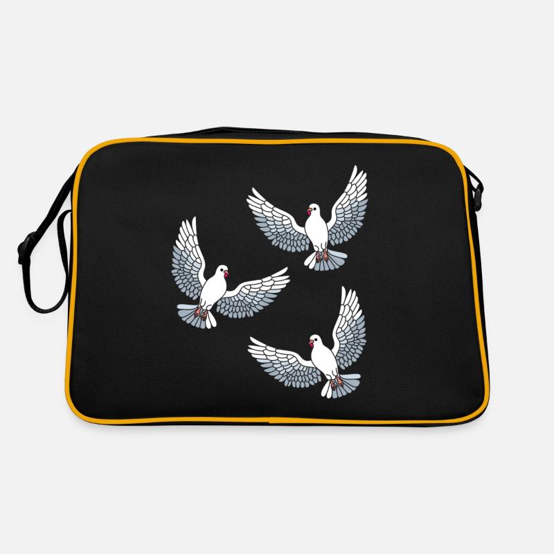 Pigeons Oiseaux - Sac Retro - noir/or