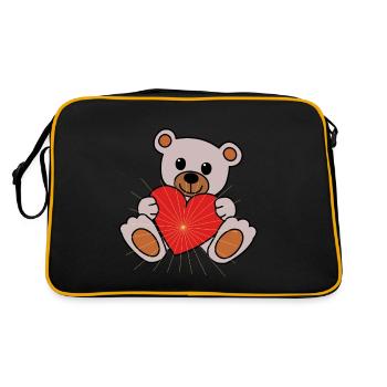 Cuddle cuddle bear heart love Valentin cordially - Retro Bag - black/gold - Back