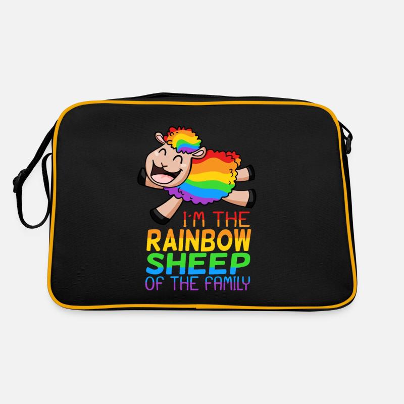 LGBT Schaf niedlich - Retro Tasche - Schwarz/Gold