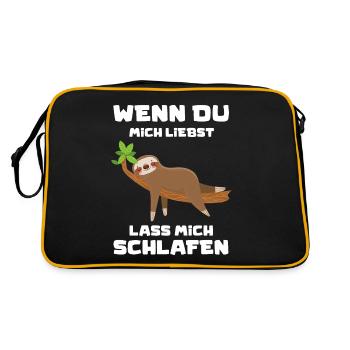 Faultier Schlafen Faulenzen Chillen Abhängen Lusti - Retro Tasche - Schwarz/Gold - Hinten