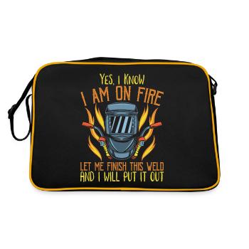 schweißer schweißen schweisser - Retro Tasche - Schwarz/Gold - Hinten