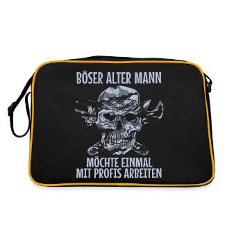 Totenkopf Camouflage Mechaniker Techniker Opa - Retro Tasche - Schwarz/Gold - Hinten