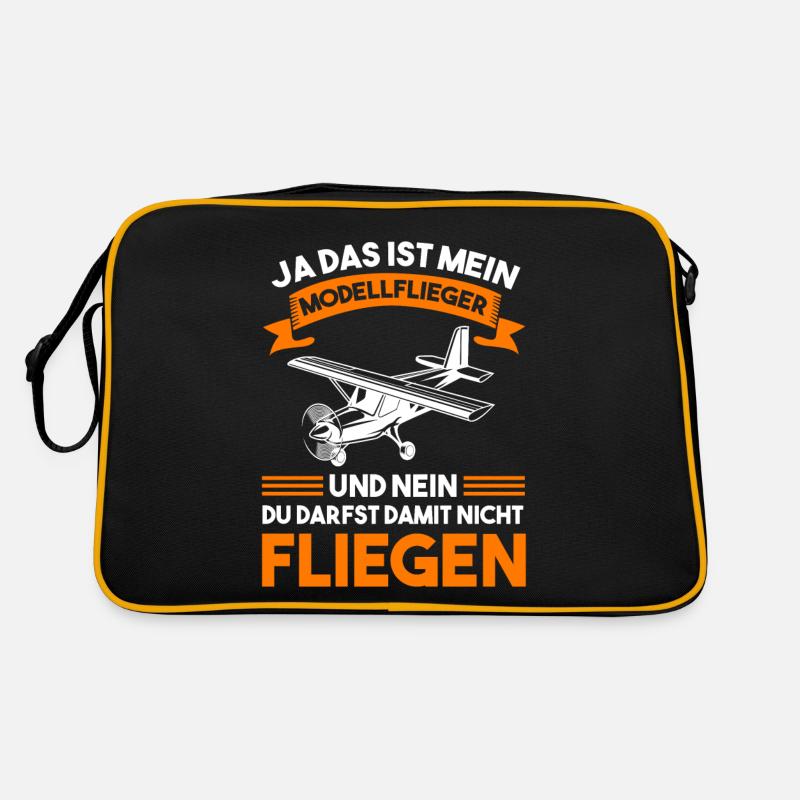 Modellflugzeug Flieger Flugzeug Pilot Modellflug M - Retro Tasche - Schwarz/Gold