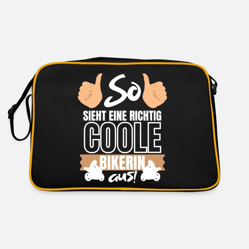 SO SIEHT EINE RICHTIG COOLE MOTORRADFAHRERIN AUS! - Retro Tasche - Schwarz/Gold