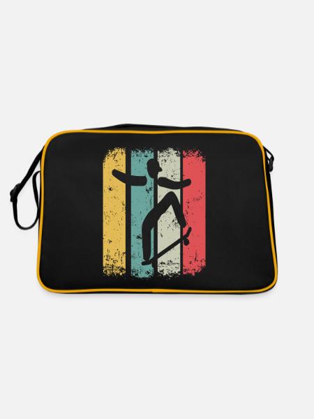 Retro Skateboarder Skateboard Skater Skateboarding - Retro Tasche - Schwarz/Gold