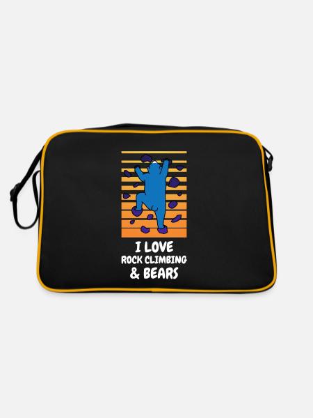 I Love Rock Climbing & Bears Funny Bear Climber - Retro Bag - black/gold - Back