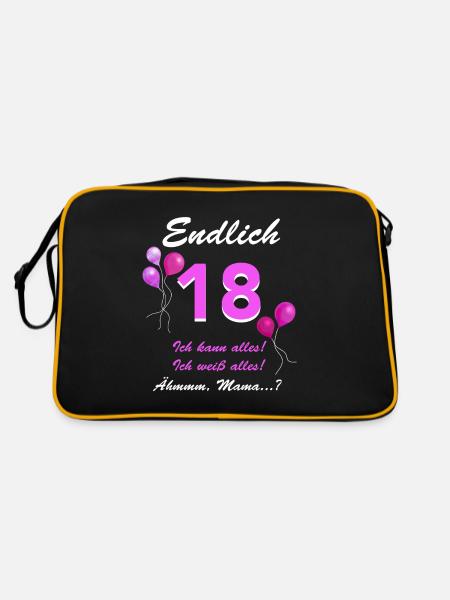Endlich 18 Ich Kann Alles - Retro Tasche - Schwarz/Gold - Hinten