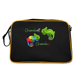 Caméléon drôle de lézard blague reptiles drôles - Sac Retro - noir/or - Dos