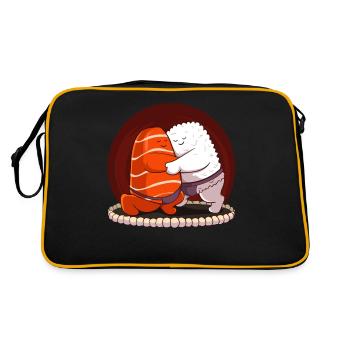 Japanese Sumo Sushi Salmon Hug Maki Nigiri Sashimi - Sac Retro - noir/or - Dos