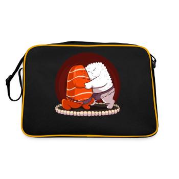 Japanese Sumo Sushi Salmon Hug Maki Nigiri Sashimi - Sac Retro - noir/or - Dos