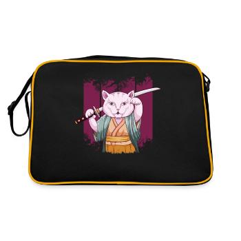 Japonais Saurrai Maneki Neko Cat Katana Aesthetic - Sac Retro - noir/or - Dos