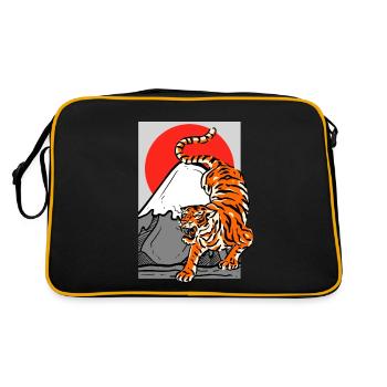 Tiger Aesthetic Japan Mt. Fuji Fujiyama Red Sun - Sac Retro - noir/or - Dos