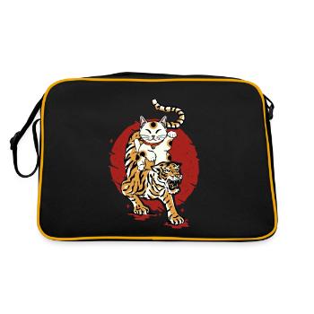 Tiger Maneki Neko Lucky chat japonais Aesthetic - Sac Retro - noir/or - Dos