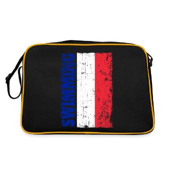 Swimming swimmer flag flag France France - Retro Bag - black/gold - Back