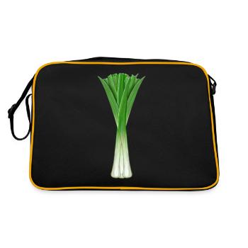 Lauch Gemüse Ernte Garten Lauch zwiebeln Küche - Retro Tasche - Schwarz/Gold - Hinten