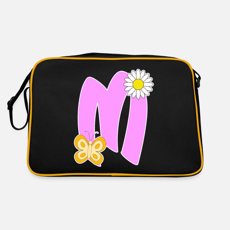 Buchstabe M mit Schmetterling Retro Tasche