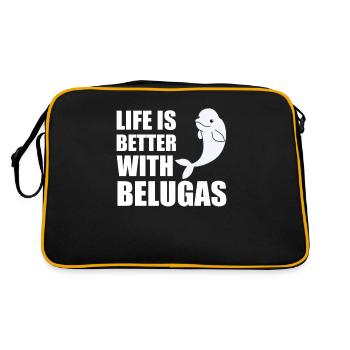 Beluga whale cute animals for children - Retro Bag - black/gold - Back