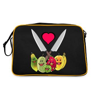 Küchenmesser Vegetarisch Früchte exotisch Obst - Retro Tasche - Schwarz/Gold - Hinten