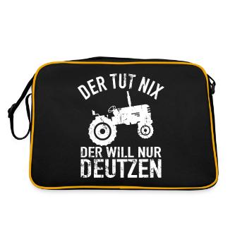 Traktor Bauer - Der Tut Nix Der Will Nur Deutzen - Retro Tasche - Schwarz/Gold - Hinten