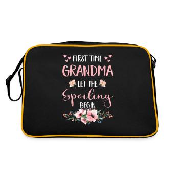 Werdende Oma Omi Blumen Großeltern tollste - Retro Tasche - Schwarz/Gold - Hinten