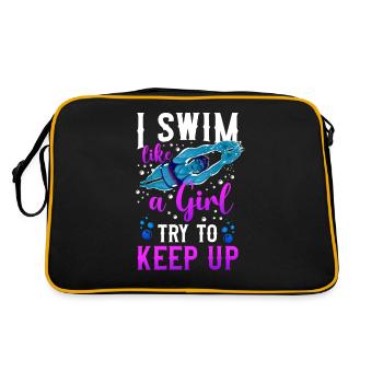 Swimming Swimmer I Know I Swim - Retro Tasche - Schwarz/Gold - Hinten