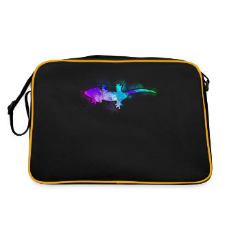 Crested Gecko Watercolor - Retro Bag - black/gold - Back