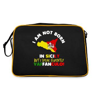 Italien Sizilien Sicilia Italiener Sizilianer Gesc - Retro Tasche - Schwarz/Gold - Hinten