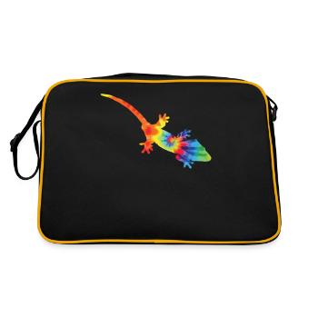 Crested Gecko Tie Dye - Sac Retro - noir/or - Dos