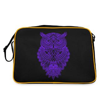 Owl Graphic Graphic Art Gift Mandala - Retro Bag - black/gold - Back