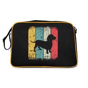 Dachshund Dackel Hund Hundebesitzer Dackel Welpe - Retro Tasche - Schwarz/Gold - Hinten