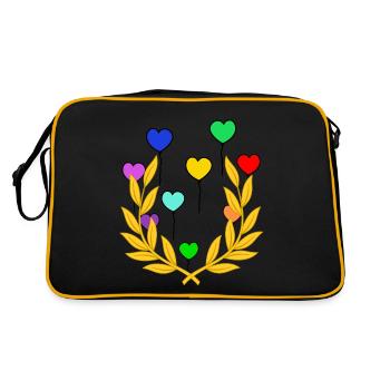 Lorbeerkranz Luftballons Sieg Sieger Gewinner - Retro Tasche - Schwarz/Gold - Hinten