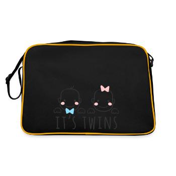 Jumeaux Cadeau Enceinte Maman Bébé Fille Boy - Sac Retro - noir/or - Dos