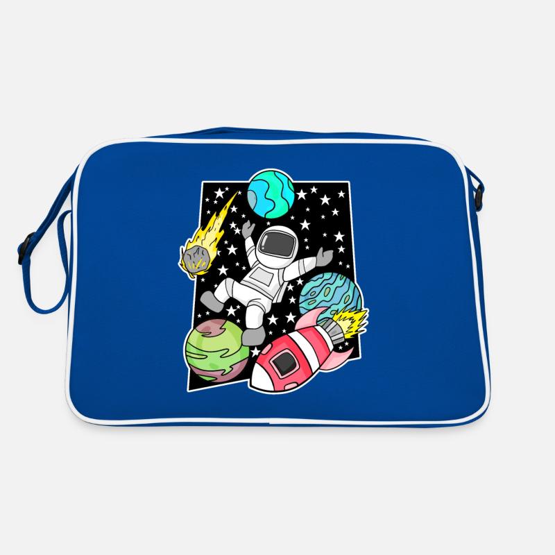 Astronaut in space with rocket Retro Bag