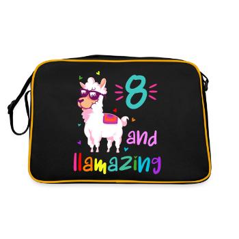 8 and llamazing - Retro Tasche - Schwarz/Gold - Hinten