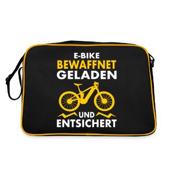 E-MTB Fahrrad E-Bike Geladen und Entsichert - Retro Tasche - Schwarz/Gold - Hinten