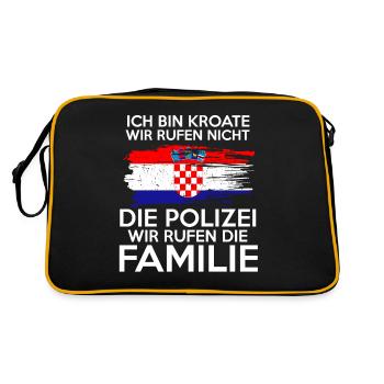 Kroatische Familie Kroate Kroatin Kroaten Kroatien - Retro Tasche - Schwarz/Gold - Hinten