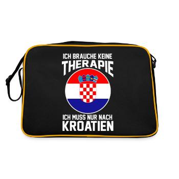 Kroatien Therapie Kroate Kroatin Kroaten Kroatisch - Retro Tasche - Schwarz/Gold - Hinten
