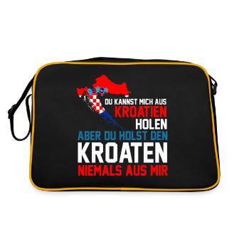 Kroatien Kroate Kroatin Kroaten Kroatisch Kroatisc - Retro Tasche - Schwarz/Gold - Hinten
