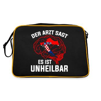 Kroatisch Arzt Kroate Kroatin Kroaten Kroatien - Retro Tasche - Schwarz/Gold - Hinten