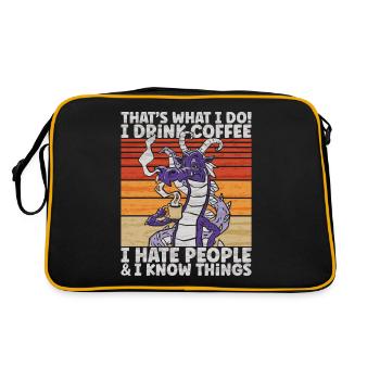 I Hate People - Dragon Coffee Illustration - Retro Bag - black/gold - Back