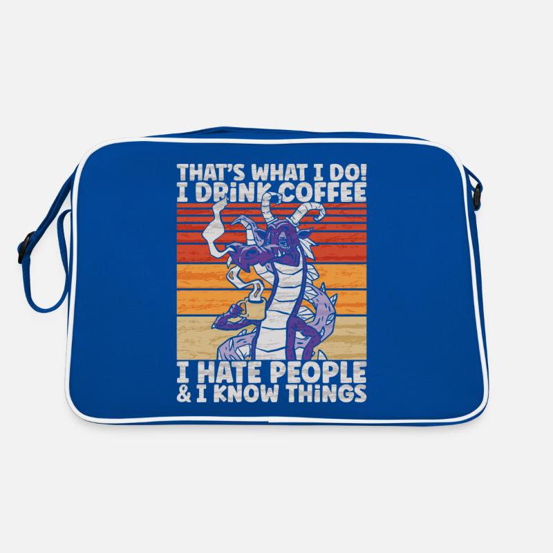 I Hate People - Dragon Coffee Illustration Retro Bag