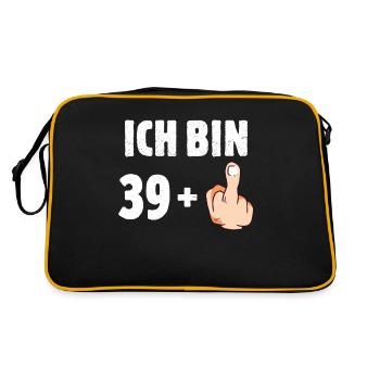 Ich bin 39 plus eins - Retro Tasche - Schwarz/Gold - Hinten