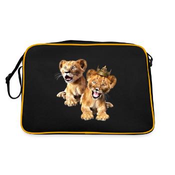 2 petits lions, enfants lions, babies de lion - Sac Retro - noir/or - Dos