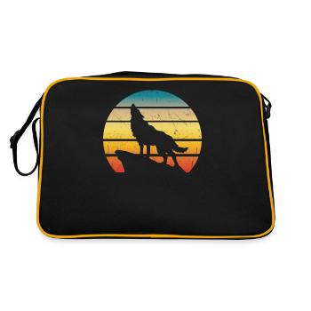 Retro Wolf - Retro Tasche - Schwarz/Gold - Hinten