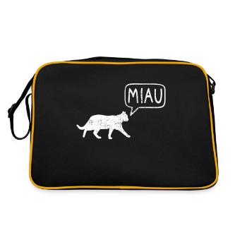 Katze Miau - Retro Tasche - Schwarz/Gold - Hinten